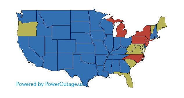 outage map shown of the USA