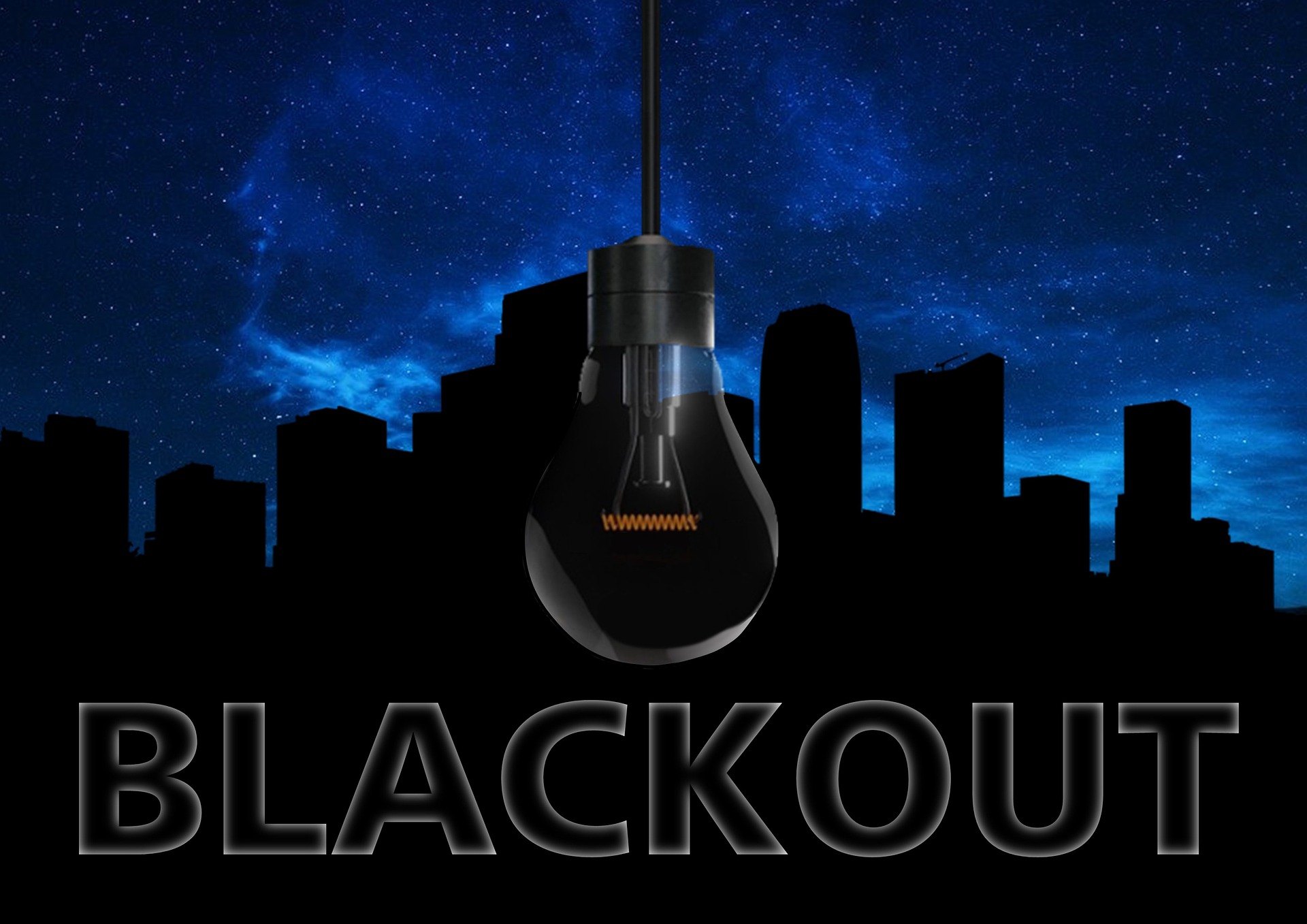 A blackout city with no lights on